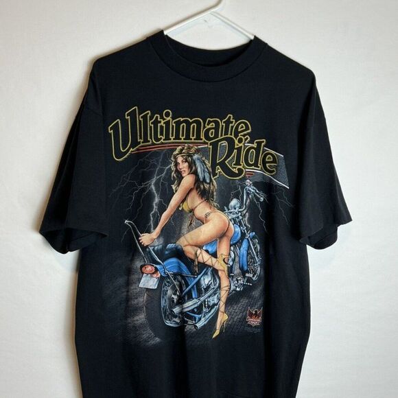 3D Emblem Ultimate Ride Motorcycle Vintage 1993 Mens Biker T-Shirt Size XL - Picture 1 of 5